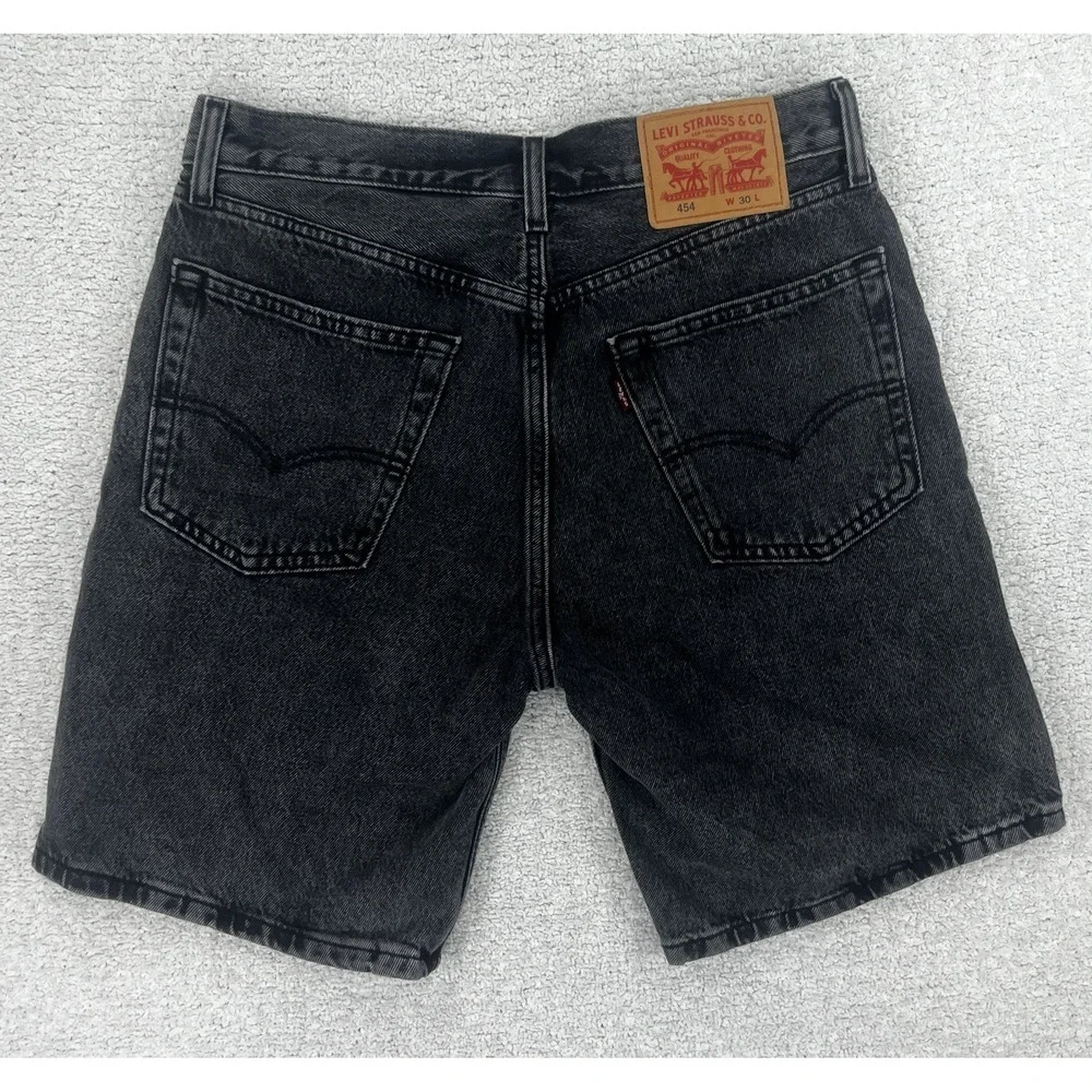 Vintage Levi's Shorts Mens 30 454 Washed Black Denim Jorts 100% Cotton 90s EUC